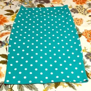 Mint and White Polka Dot Pencil Skirt